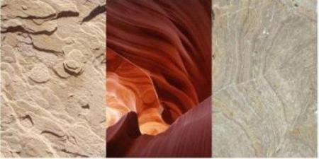 three pictures of different rock formations