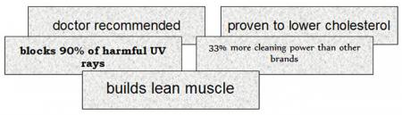 common phrases such as doctor recommended, proven to lower cholesterol, etc